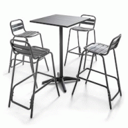 Oviala Business Table de jardin mange-debout et 4 chaises en aluminium gris - gris aluminium 105074 Oviala Business Table de jardin mange-debout et 4 chaises en aluminium gris - gris aluminium 105074