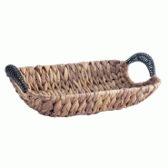 Panier rectangulaire à anses en feuilles de bananier tressées - L28xP20xH11cm - Couleur naturelle