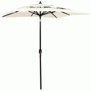 Parasol de jardin à 3 niveaux avec mât en aluminium sable 2x2 m Modèle Horizon Nova - 313844
