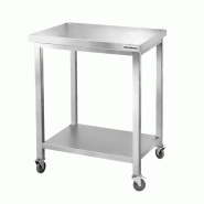 Table de travail en inox Bar 800x500 mm avec 1 étagère inférieure sur roulettes PREMIUM - GOLDINOX - gris inox 3701770834532 Table de travail en inox Bar 800x500 mm avec 1 étagère inférieure sur roulettes PREMIUM - GOLDINOX - gris inox 3701770834532