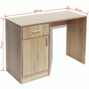 VidaXL Bureau avec tiroir et placard Chêne 100x40x73 cm Modèle Atlas Work - 243049XL