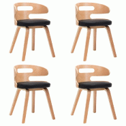 VidaXL Chaises à manger lot de 4 noir bois courbé et similicuir Modèle Héra - 278854