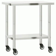 VidaXL Table de travail de cuisine avec roues 82,5x55x85 cm inox - 376463