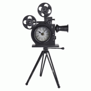 WellHome - Horloge de table modèle caméra de cinéma en métal noir 29x22x53cm - WH14588
