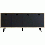 Buffet 4 portes en aggloméré Mirza Modern anthracite et chêne Hanah Home - 8684284023812 Buffet 4 portes en aggloméré Mirza Modern anthracite et chêne Hanah Home - 8684284023812