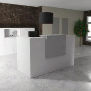 Comptoir d'accueil Delta First avec réhausse - Mobel Linea. - 164, Blanc, Gris aluminium_0