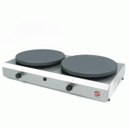 Crêpière professionnelle à gaz double CG-240 avec 2 plaques de Ø 400 mm en fonte antiadhésive et structure en acier inoxydable | Sammic - 5130522