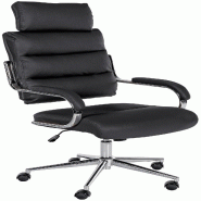 Décoshop26 - Fauteuil exécutif sur roulettes design épuré et confort optimal base chromée et revêtement en similicuir noir 10_0006954 - noir 300 Décoshop26 - Fauteuil exécutif sur roulettes design épuré et confort optimal base chromée et revêtement en similicuir noir 10_0006954 - noir 300