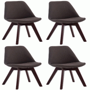 Décoshop26 - Lot de 4 chaises de salle à manger design scandinave en tissu gris foncé et piètement à 4 pieds en bois foncé 10_0008561 - gris Boi