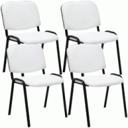 Décoshop26 - Lot de 4 chaises visiteur empilable zone d'attente en PVC blanc piètement à 4 pieds en métal noir 10_0003189 - blanc 3000251445848 Décoshop26 - Lot de 4 chaises visiteur empilable zone d'attente en PVC blanc piètement à 4 pieds en métal noir 10_0003189 - blanc 3000251445848