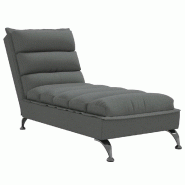 Décoshop26 - Méridienne chaise longue pour intérieur avec coussins en tissu gris foncé DEC026077 - gris 3000255609598