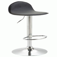 Décoshop26 - Tabouret de bar avec repose-pied design moderne synthétique noir et métal chromé 10_0001018 - noir métal 3000712669608