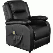 Fauteuil de massage confort relaxant massant dÉtente Électrique cuir synthÉtique rÉglable noir 1702034