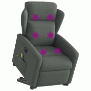 Fauteuil inclinable de massage électrique Gris foncé Tissu Modèle Quindor - 8721102961472