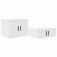 Helloshop26 - Armoire de rangement moderne avec 2 étagères 103 x 41 x 40 cm en bois d'ingénierie blanc 02_0052126 - blanc Bois massif 3000237260748