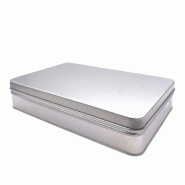 Lot de 10 boîtes à sucre plate fer blanc, vernis alimentaire, 19 x 12 x 3.5 cm - gris métal FER20-4
