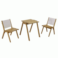 Oviala Business Table de terrasse carrée et 2 chaises en bois écru - blanc Bois manufacturé 112584