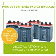 Parc de 4 batteries opzs tab classic 307 ah 6v (24v)