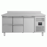 Vaiotec EASYLINE Table réfrigérée 700 / 1 porte & 4 tiroirs avec rebord - Monobloc - inox GNH3240TN-PT