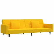 VidaXL Canapé-lit à 2 places avec deux oreillers Jaune Velours Modèle Werlénis - 375822