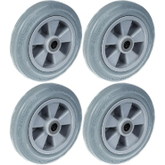 Roue de 200 mm 8" à bandage caoutchouc gris avec centre en plastique capacité de 820 kg, jeu de 4 Roue de 200 mm 8" à bandage caoutchouc gris avec centre en plastique capacité de 820 kg, jeu de 4