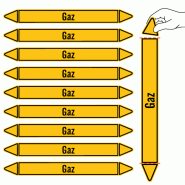 Étiquettes adhésives de Marqueur de tuyauterie Gaz