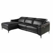 AC ANGEL CERDA Angel Cerdá Canapé d'angle relax gauche en cuir noir 6206C 272 x 168 x 96 - noir fourrure 8435631032038
