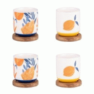 Coffret de 4 tasses avec sous tasses Sicilia 25 cl -  Décoré Rond Grès Table Passion - multicolore Grès 3106232970191_0
