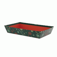 Corbeille carton rectangle "Noël vert" 33x20x6cm - par 30