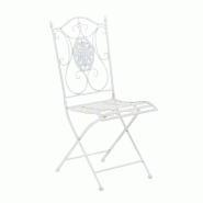 Décoshop26 - Chaise de jardin balcon terrasse design rustique pliable en métal blanc 10_0003036 - blanc 3000251363074