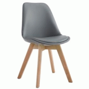 Décoshop26 - Chaise de salle à manger x1 style scandinave en PVC gris support 4 pieds en bois clair 10_0003744 - gris 3000251743852 Décoshop26 - Chaise de salle à manger x1 style scandinave en PVC gris support 4 pieds en bois clair 10_0003744 - gris 3000251743852