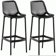 Décoshop26 - Lot de 2 tabourets de bar avec dossier en plastique noir pour extérieur hauteur assise 75 cm 10_0005557 - noir 3000265089823