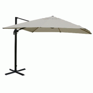 Décoshop26 - Parasol déporté 3 x 4 m Ø env. 5 m inclinable et orientable 360° manivelle polyester crème-gris et aluminium/acier 04_0010683 - bei