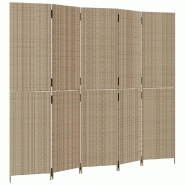 Décoshop26 - Paravent séparateur de pièce cloison 5 panneaux en résine tressée beige et acier DEC030938 - beige 3000258198952