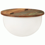 Décoshop26 - Table basse de salon design vintage moderne 50 x 27 cm bois de récupération coloré et fer blanc DEC037869 - blanc Bois massif 3000263