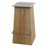 Décoshop26 - Tabouret de bar avec repose-pieds design rustique industriel en bois massif naturel et MDF 04_0008585 - Bois massif 3000262636877