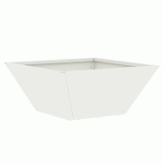 Helloshop26 - Cache-pot de jardin trapézoïdal moderne polyvalent pour extérieur 35 x 35 x 15 cm en acier laminé à froid blanc 02_0052356 - blanc