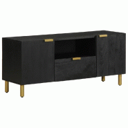 Helloshop26 - Meuble TV avec rangement pratique 105 x 33 x 46 cm style industriel en bois d'ingénierie noir 02_0057717 - noir Bois massif 30002401880