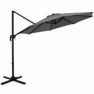 Helloshop26 - Parasol cantilever rond 308 x 248 cm avec inclinaison réglable et rotation à 360° design extérieur en polyester gris 20_0013003 - gr