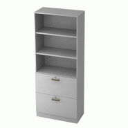 Matelpro - Amoire combinée de bureau avec support d'archives Londonien - Moderne & Design -Blanc, gris, érable, hêtre, noyer, blanc/argent, blanc/c