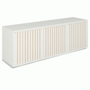 Meuble Vertigo T03 2 portes 2 tiroirs MDF naturel et blanc 180x47x60 cm