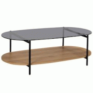 Oviala Business Table basse moderne ovale L 120 cm en verre bois clair - beige verre 113675 Oviala Business Table basse moderne ovale L 120 cm en verre bois clair - beige verre 113675