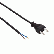 Perel Câble d'alimentation, H03VVH2-F 2G0.75, 1.8 m, 2.5 A/230 V, 575 W, type C (fiche Euro), usage intérieur, PVC, noir - EPC018C075