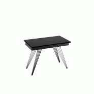 Stones Table basse Menhir, 45 x 45 cm, avec plateau en céramique sur un plateau en verre effet marbre blanc et structure en métal peint anthracite -