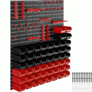 TecTake GmbH tectake Magazine de petites pièces avec 28 boîtes empilables et supports d'outils - Lot de 2 noir - noir plastique polypropylène 406300
