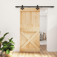 Vidaxl porte coulissante et kit de quincaillerie 95x210 cm pin massif 3203155 Vidaxl porte coulissante et kit de quincaillerie 95x210 cm pin massif 3203155