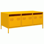 VidaXL Table basse jaune moutarde 101,5x50x43,5cm acier laminé à froid Modèle Oasis Élite - 851271