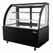 Vitrine semi bombée noire - structure acier inoxydable, double vitre de sécurité, éclairage LED, 180 L