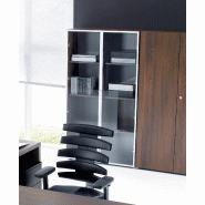 Armoire à portes vitrées Mito - MDD - Sycomore clair