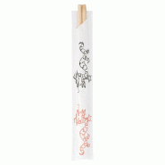 Baguettes chinoises en bambou et sac papier 21cm - par 100